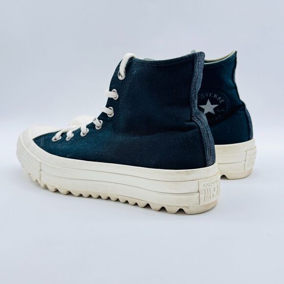 Converse Shoes Womens 8 Black High Top Sneakers Platform Canvas All Star Chucks - Picture 5 of 10